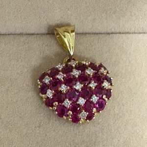 K18 18K Real Gold PENDANT ONLY Japan Ruby and natural diamonds
